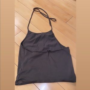 Dark green tie up tank top